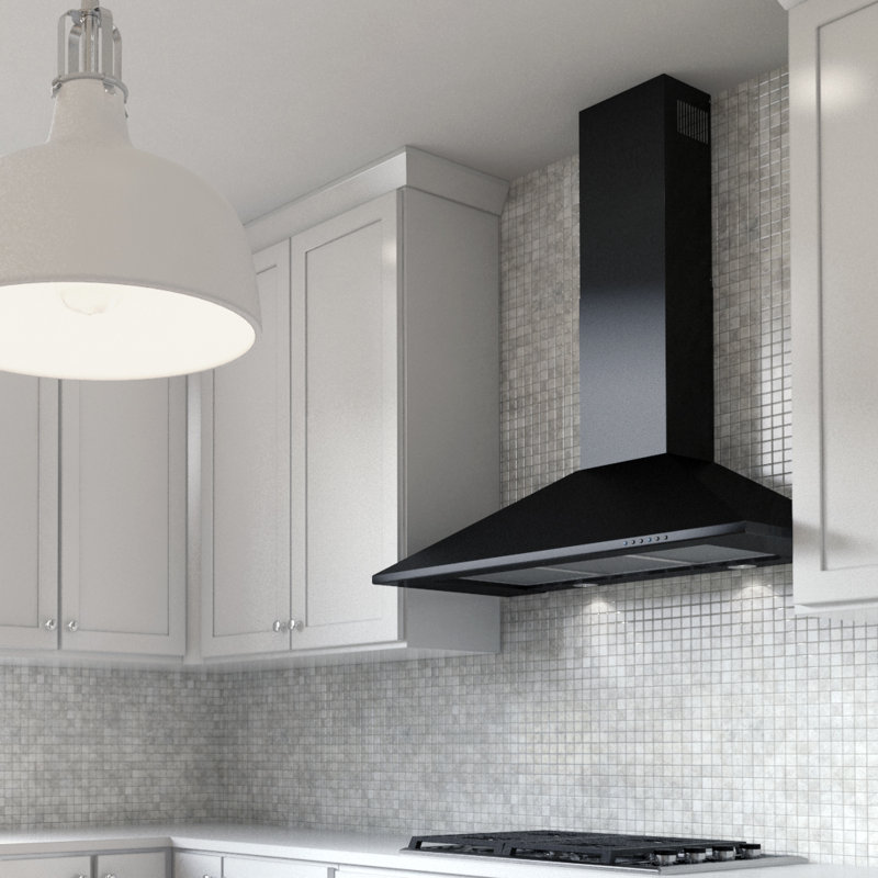 XO Appliance 36" 395 CFM Ducted Wall Mount Range Hood in Black Wayfair